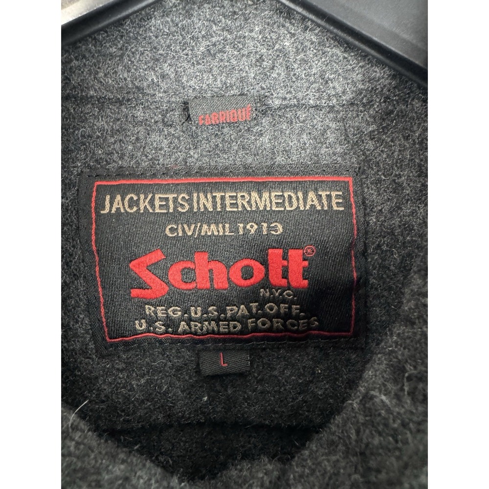 Schott CPO Wool Blend Shirt Shacket Men's Large Charcoal Gray Military Utility - Picture 8 of 14